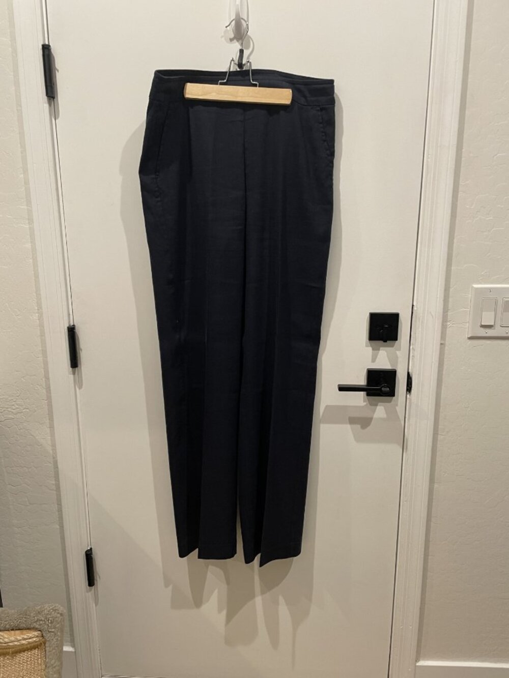 Chico's Pull-On Navy Blue Linen Wide Leg Classic Pants - Size 2 (12) Tall